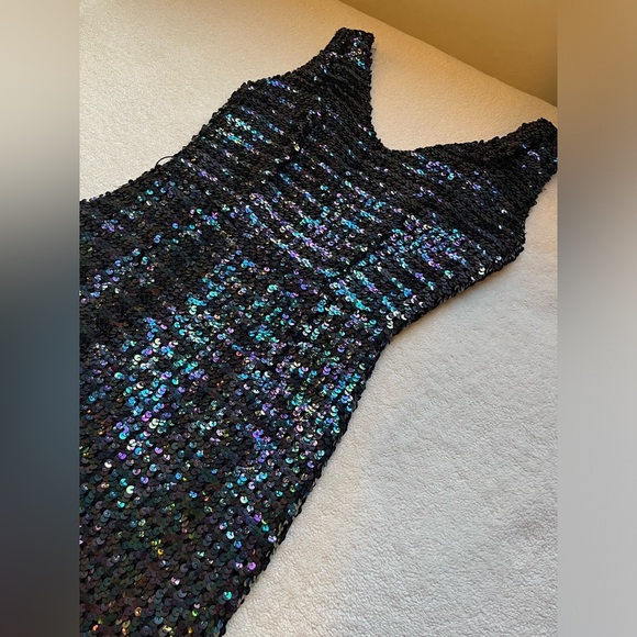 Vintage Black Sequin Dress, Princess Kate New York. Holidays NYE Cocktail. Sz S - Picture 16 of 16